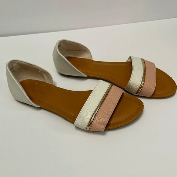 Andiamo Womens Pupil Slide-on Sandals Pink & White with Gold Accent Size 8 - Picture 3 of 6